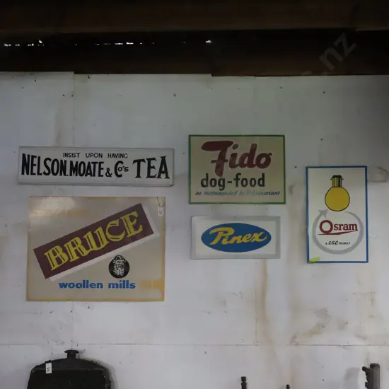 5X Ray Bovey Hand Painted Signs, Bruce Nelson Moates, Fido, Pinex and Osram