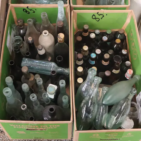 2X Boxes Labelled Beers, Torpedos, Black Glass ect, Bottles