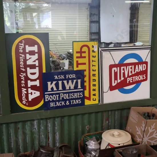 4 x Ray Bovey Handpainted Signs India, Kiwi, Zenith, Cleveland