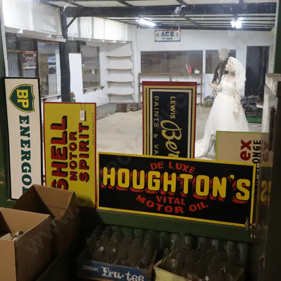 5x Ray Bovey Handpainted Signs BP, Shell, Houghton's, Berger, Spontex