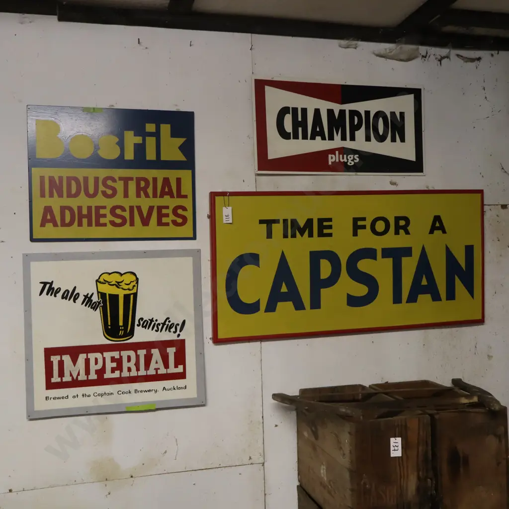 4x Ray Bovey Handpainted Signs Champion, Bostik, Imperial, Capstan. Image 1++