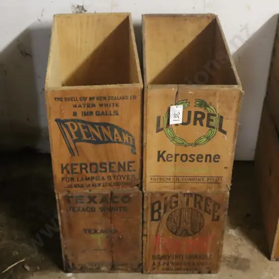 Petrol Boxes x 4. Pennant, Laurel, Big Tree, Texaco