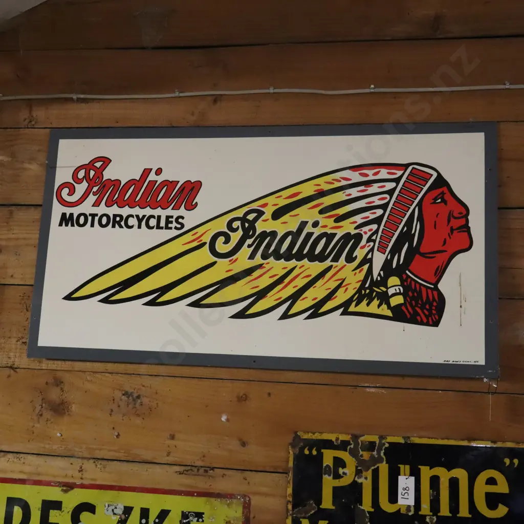 Ray Bovey Handpainted Indian Motorcycles Sign Image 1++