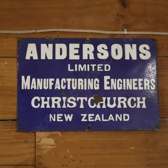 Andersons's Engineers Christchurch Enamel Sign