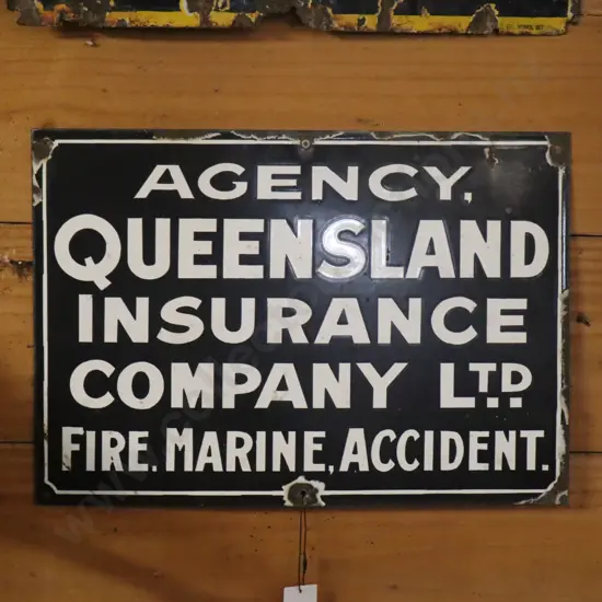 Queensland Insurance Company Enamel Sign