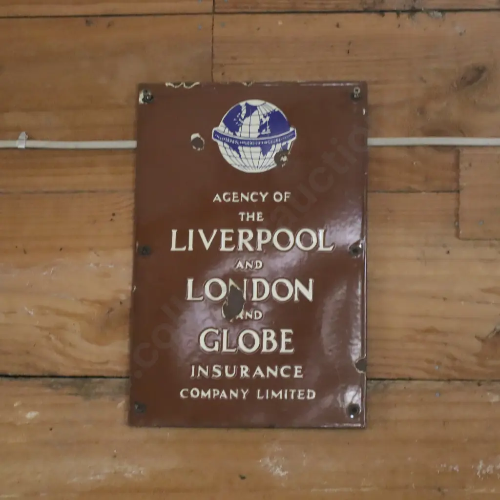 Liverpool And London Insurance Enamel Sign Image 1++