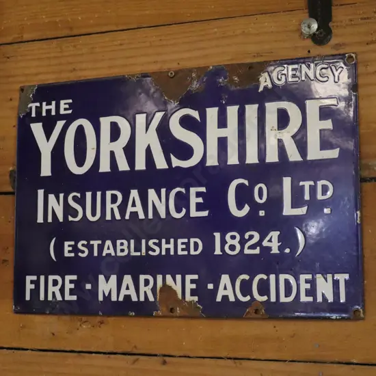 The Yorkshire Insurance Co Enamel Sign