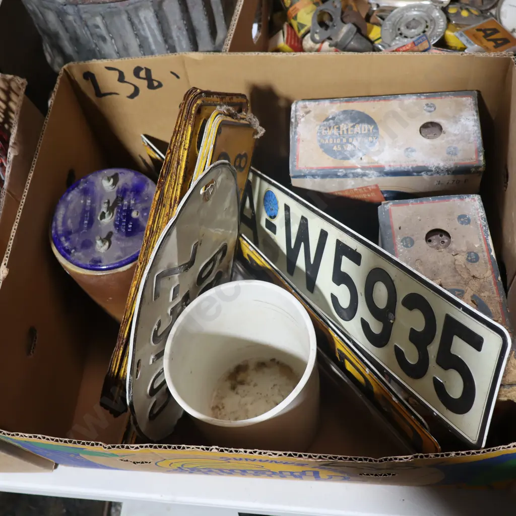 Box Vintage Batteries And Number Plates Image 1++