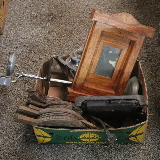 Box Smokers Stand, Bellows, Folk Art Ect.