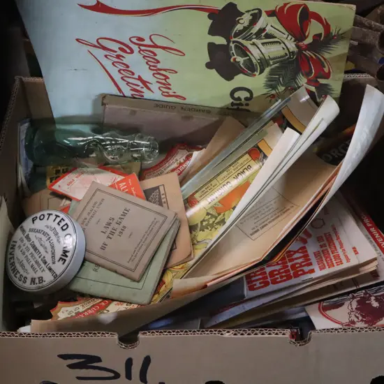 Box Ephemera, Pot Lids, Codd Bottle