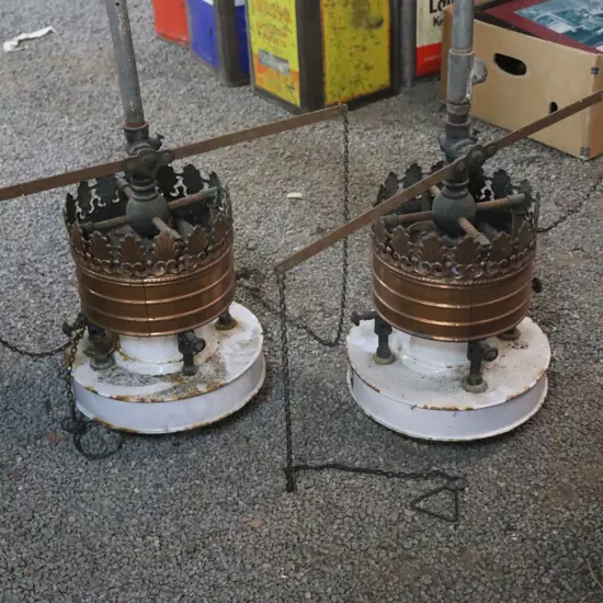 Pair Early Kerosene Street Lamps