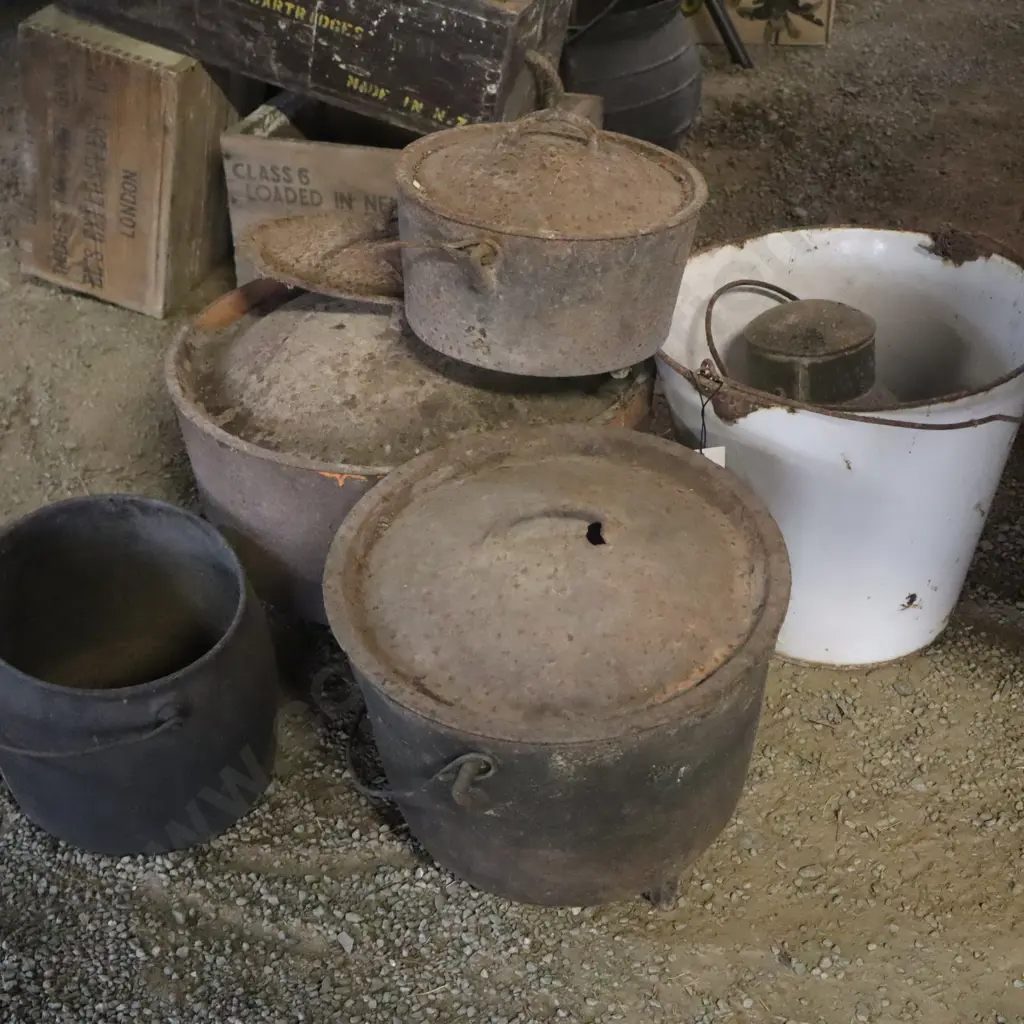 Camp Ovens And Enamel Bucket Image 1++