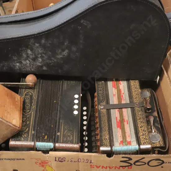 Box Accordians Banjo Ect.