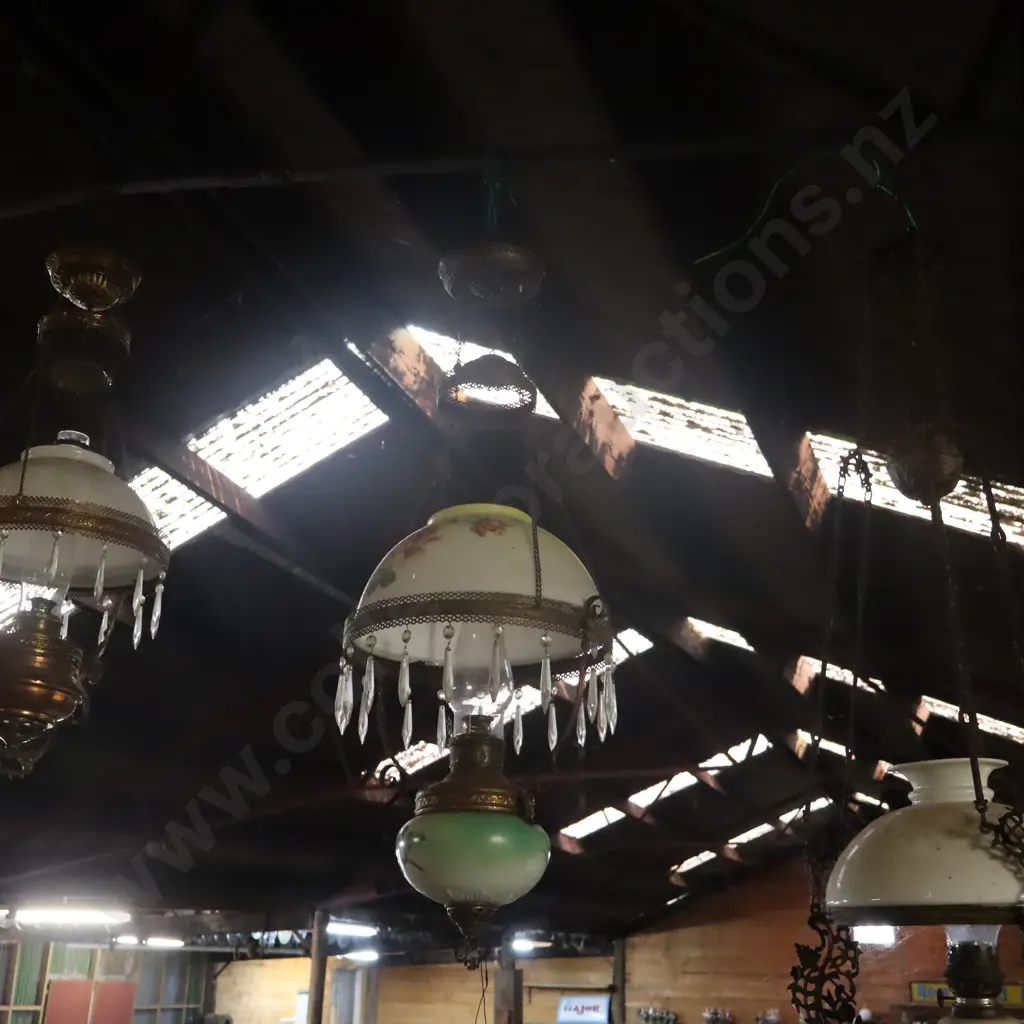 Hanging Kerosene Lamp #2 Green Shade Image 1++