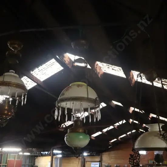 Hanging Kerosene Lamp #2 Green Shade