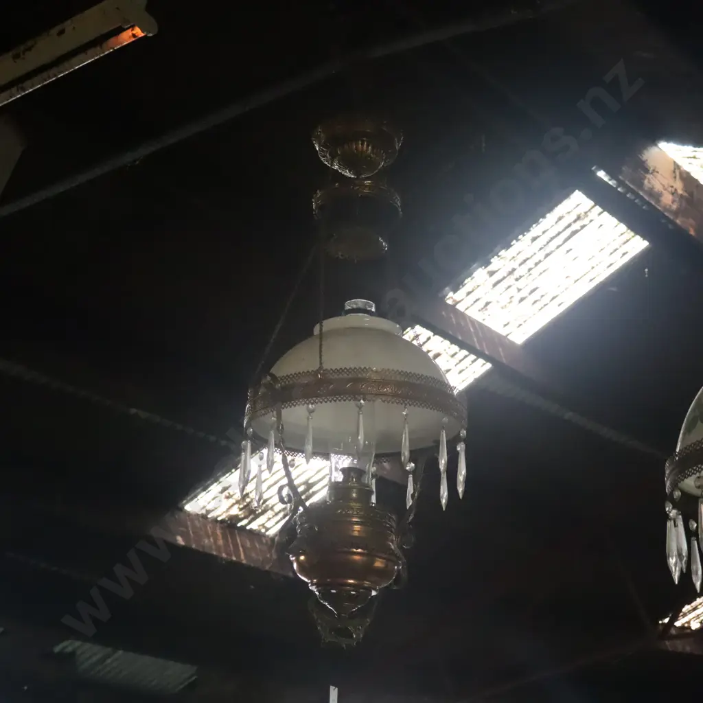 Hanging Kerosene Lamp #3 White Brass Image 1++