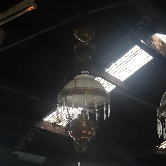 Hanging Kerosene Lamp #3 White Brass