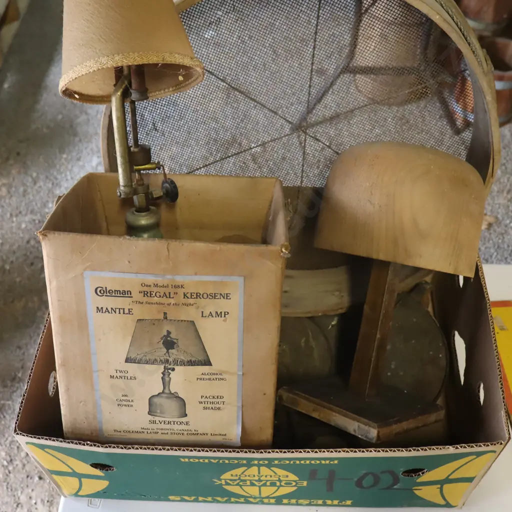 Box, Kerosene Lamp, Hat Block, Sive Ect. Image 1++