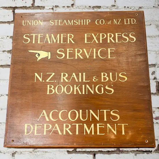 Union Steam Ship Co of NZ Wooden Sign