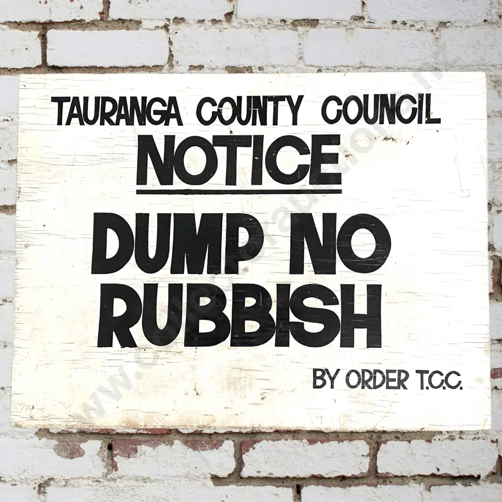 Hand Painted Tauranga County Council Sign Image 1++
