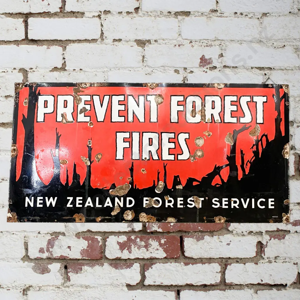 6x3 Foot Prevent Forest Fires Enamel Sign Image 1++