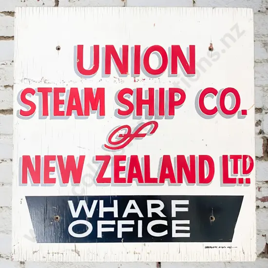 Union Steam Ship Co of NZ Wharf Office Sign