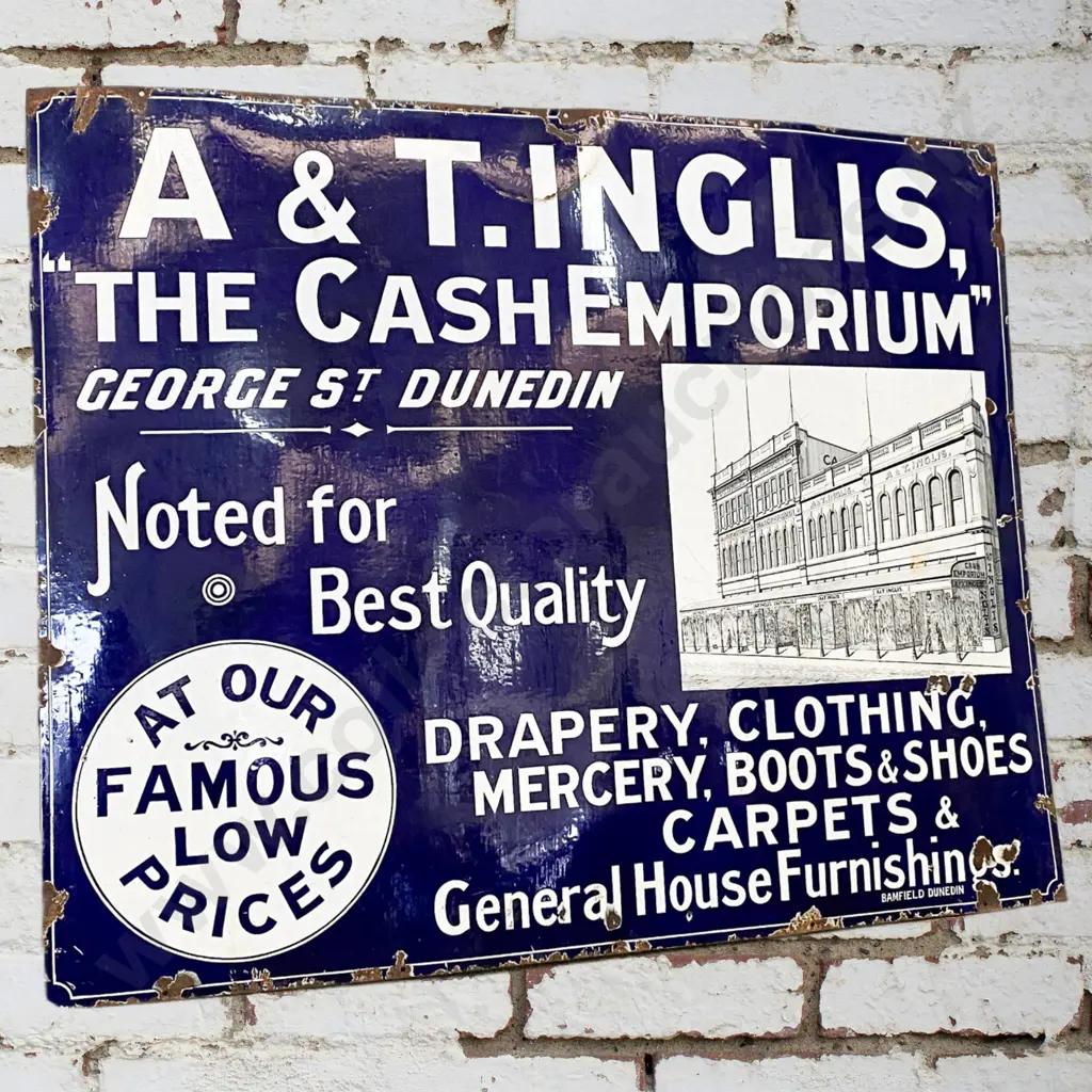 A and T Inglis Dunedin Enamel Sign Image 1++