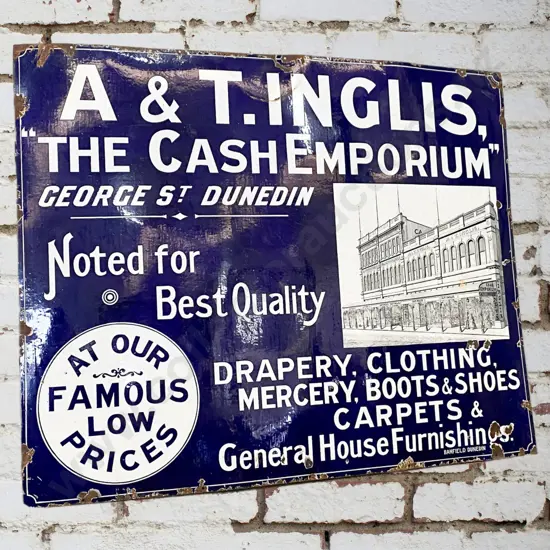 A and T Inglis Dunedin Enamel Sign