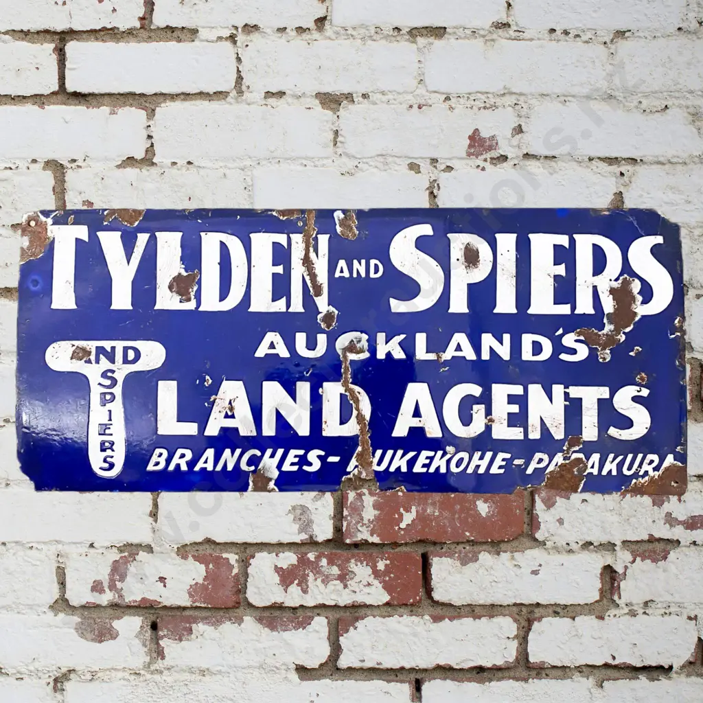 Tylden And Spiers Pukekohe Papakura Enamel Sign Image 1++