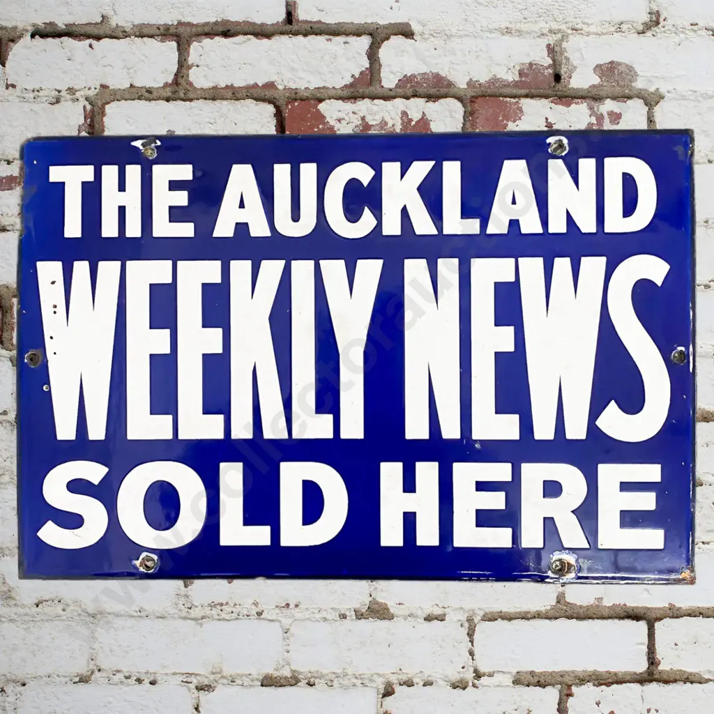 The Auckland Weekly News Enamel Sign Image 1++