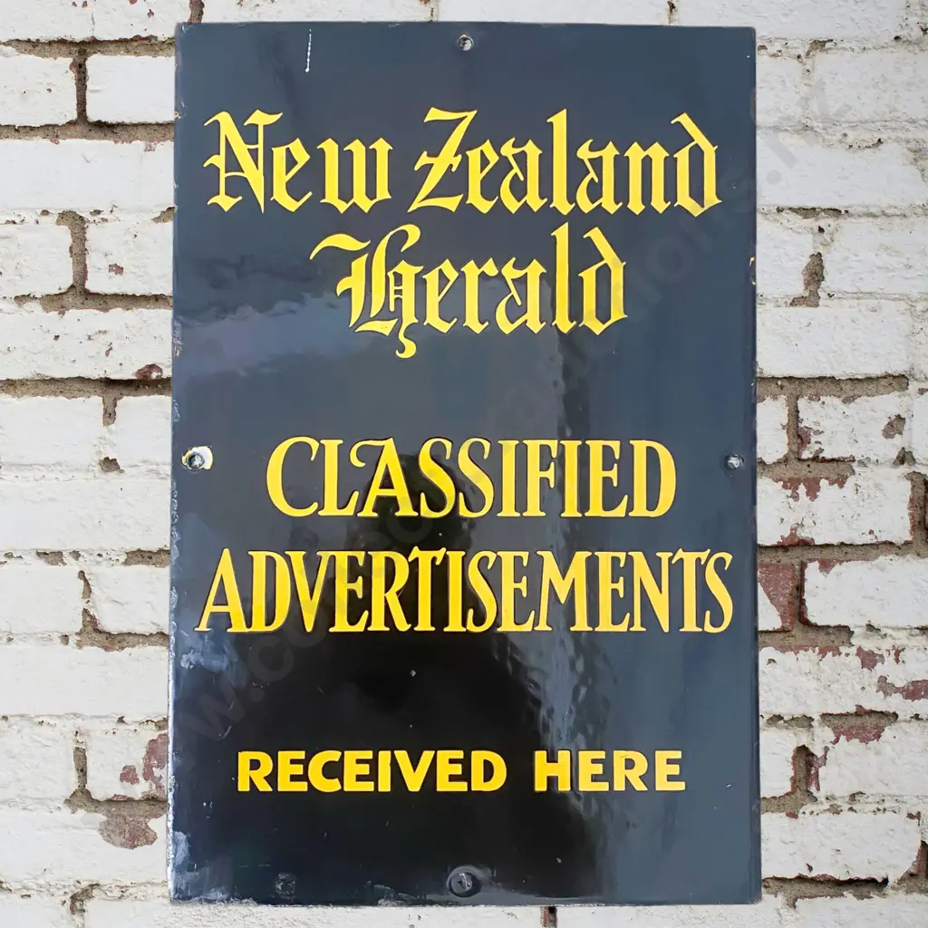 New Zealand Herald Enamel Sign Image 1++