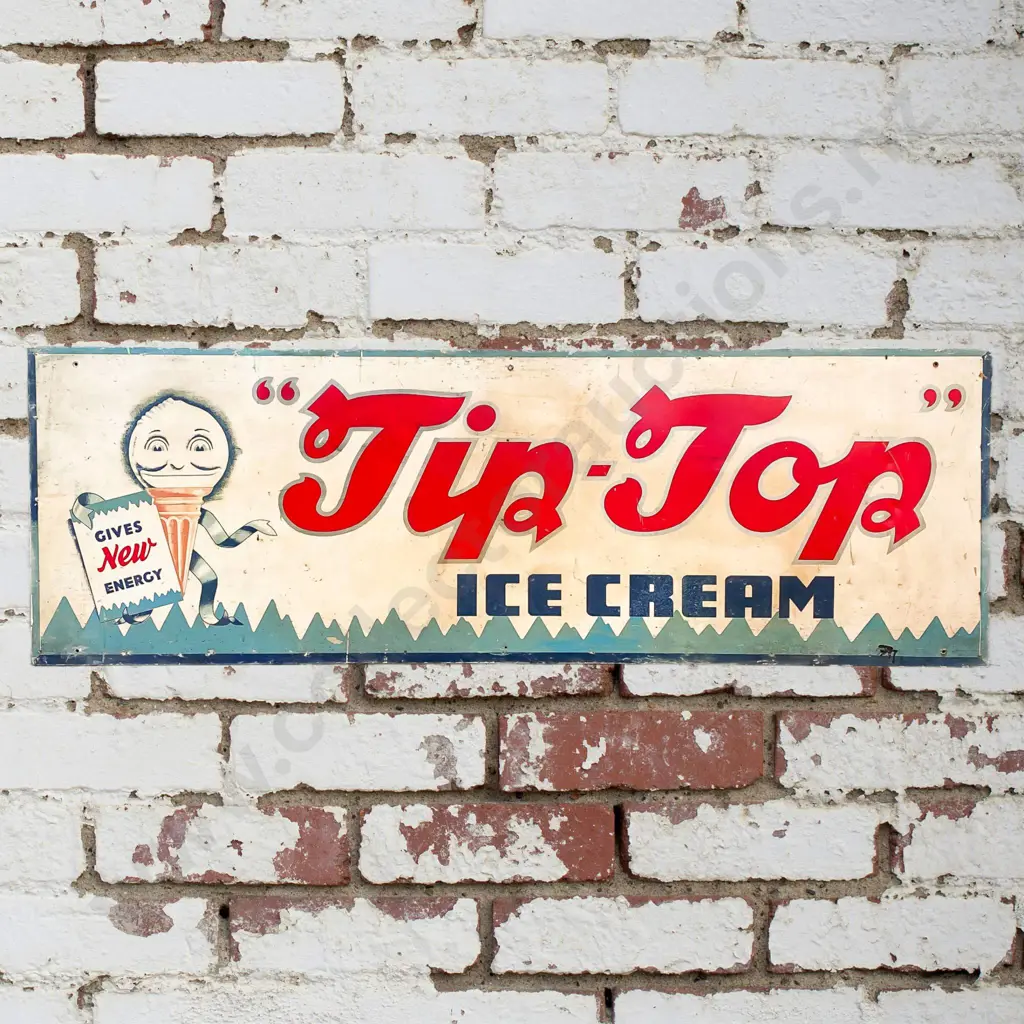 Tip Top Ice Cream Tin Sign Featuring Daisy Image 1++