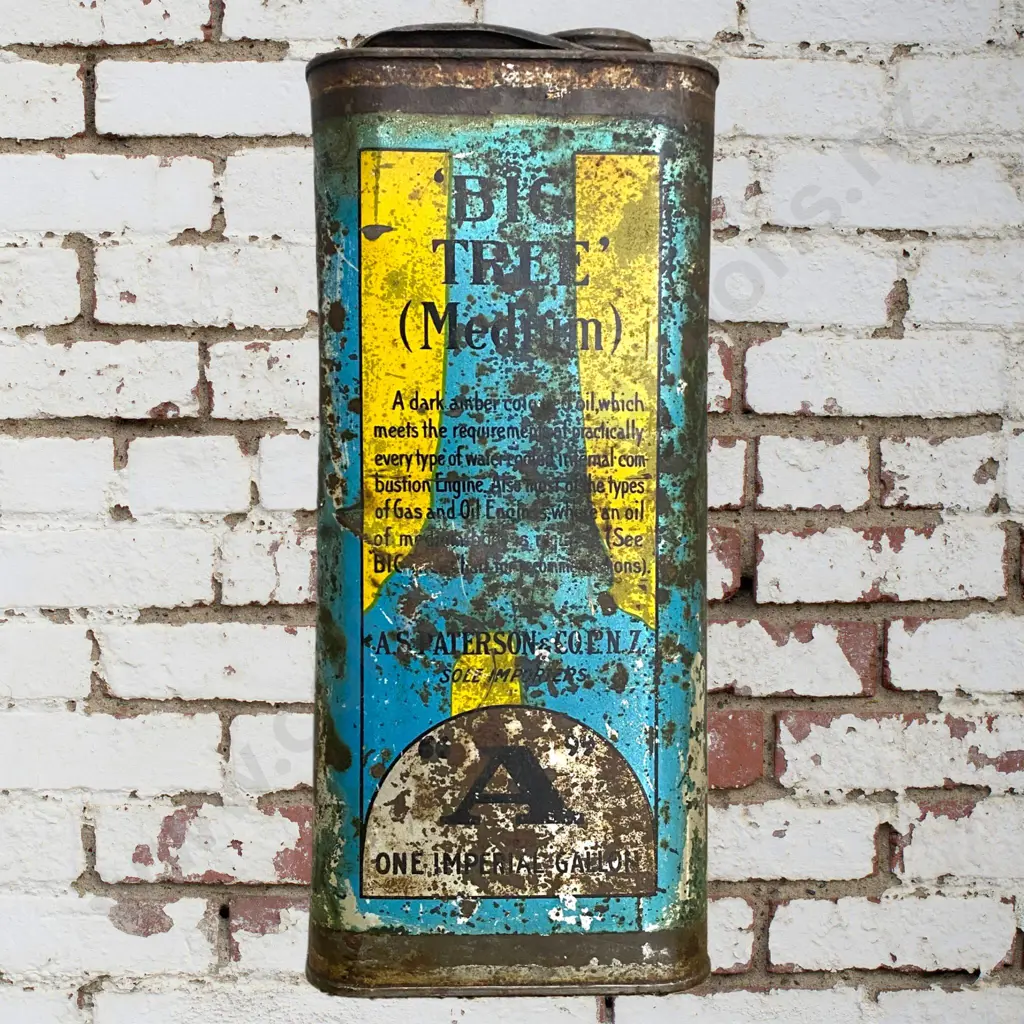 Full And Sealed Big Tree Petrol Tin 1930s Quality Oil Image 1++