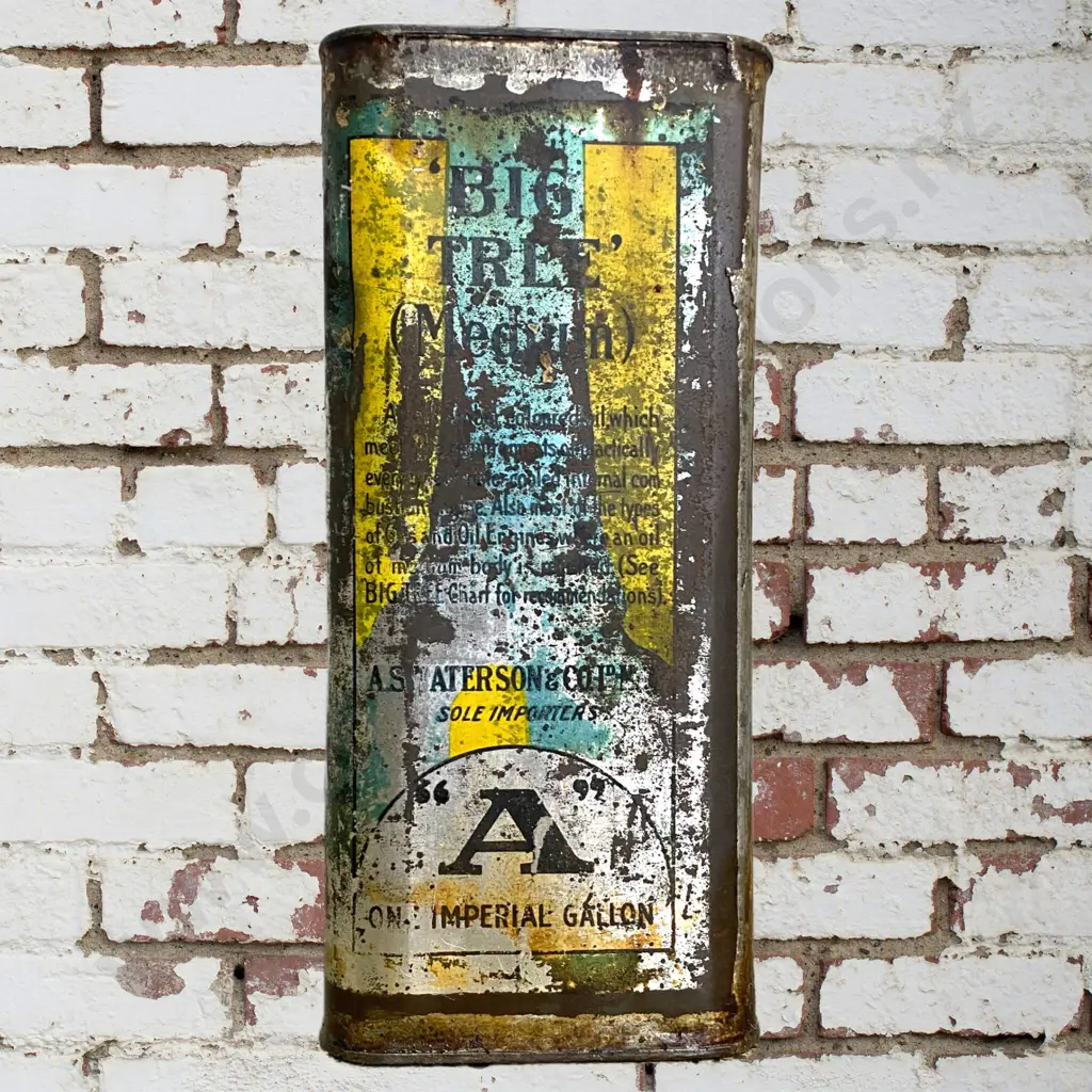 Full And Sealed Big Tree Petrol Tin 1930s Quality Oil Image 1++