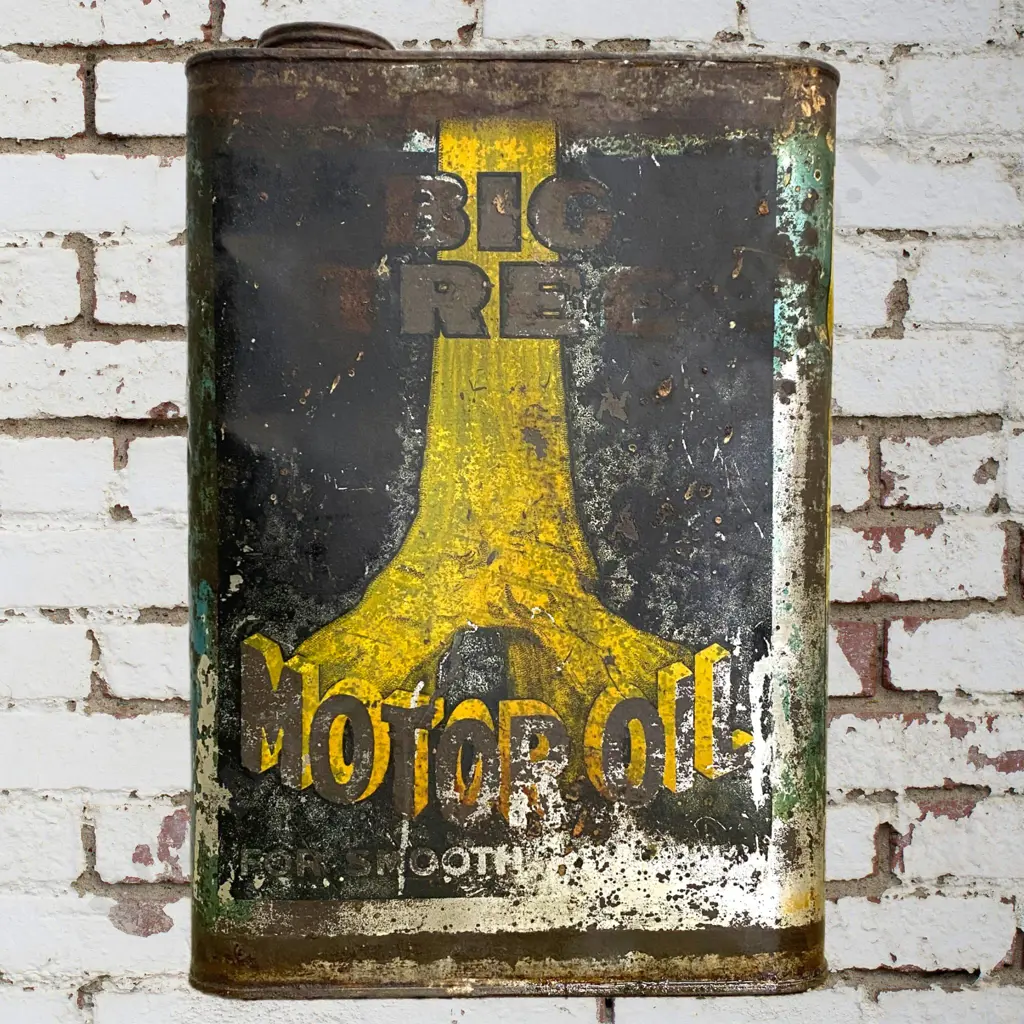 Full And Sealed Big Tree Petrol Tin 1930s Quality Oil Image 1++