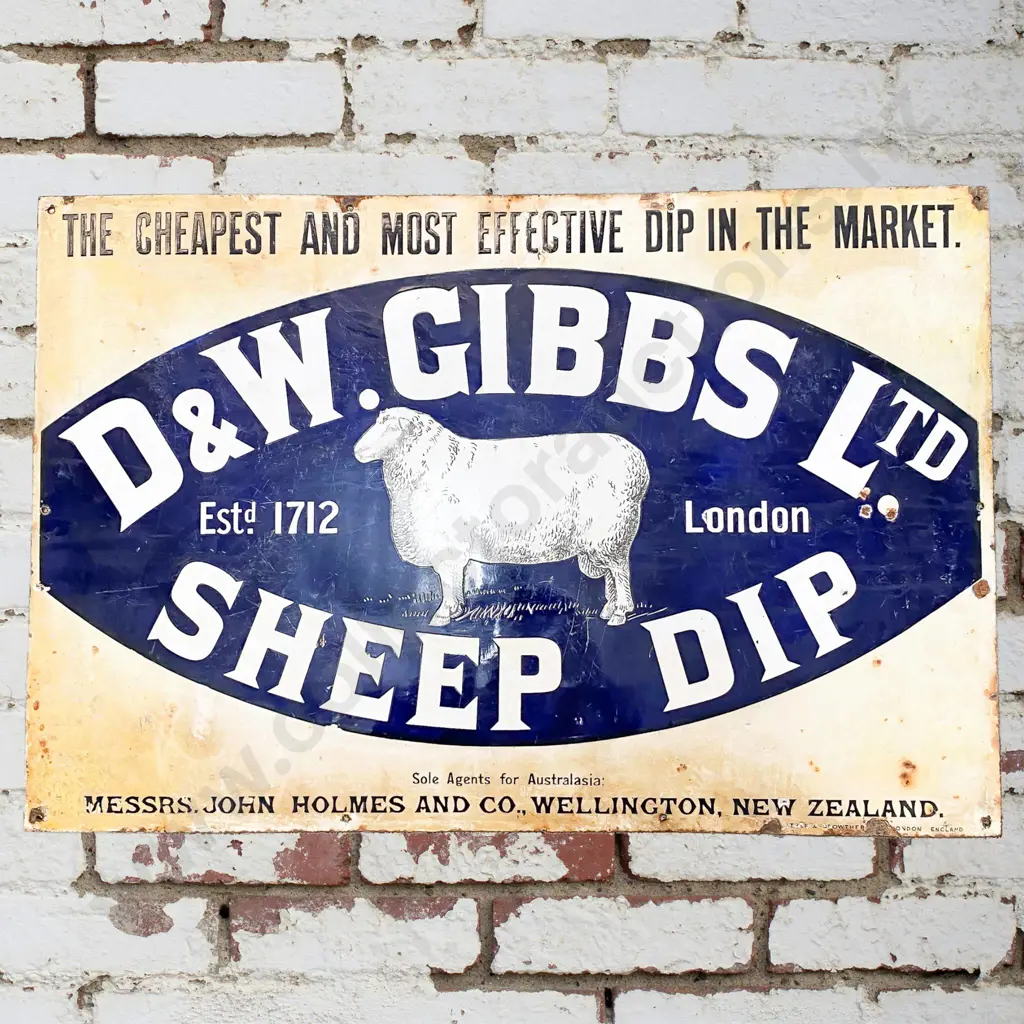 D W Gibbs Sheep Dip Enamel Sign Image 1++