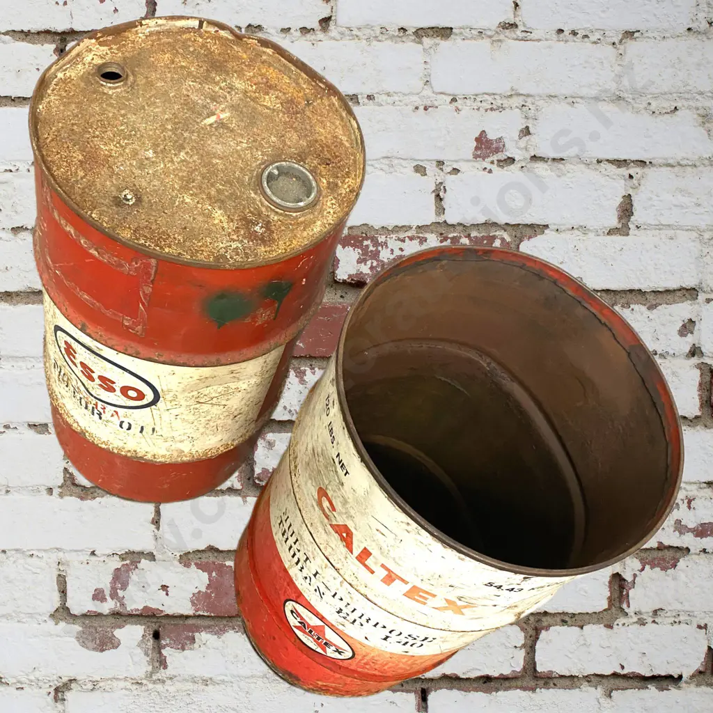 2 x Oil Drums Esso and Caltex Image 1++