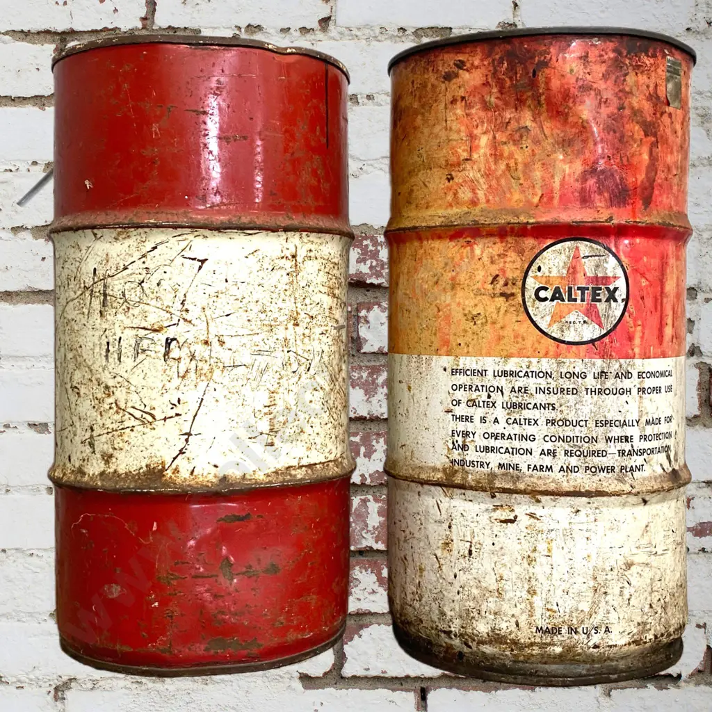 2 x Oil Drums Esso and Caltex Image 1++