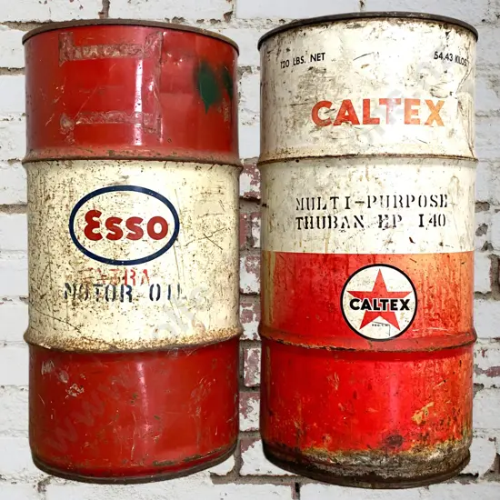2 x Oil Drums Esso and Caltex
