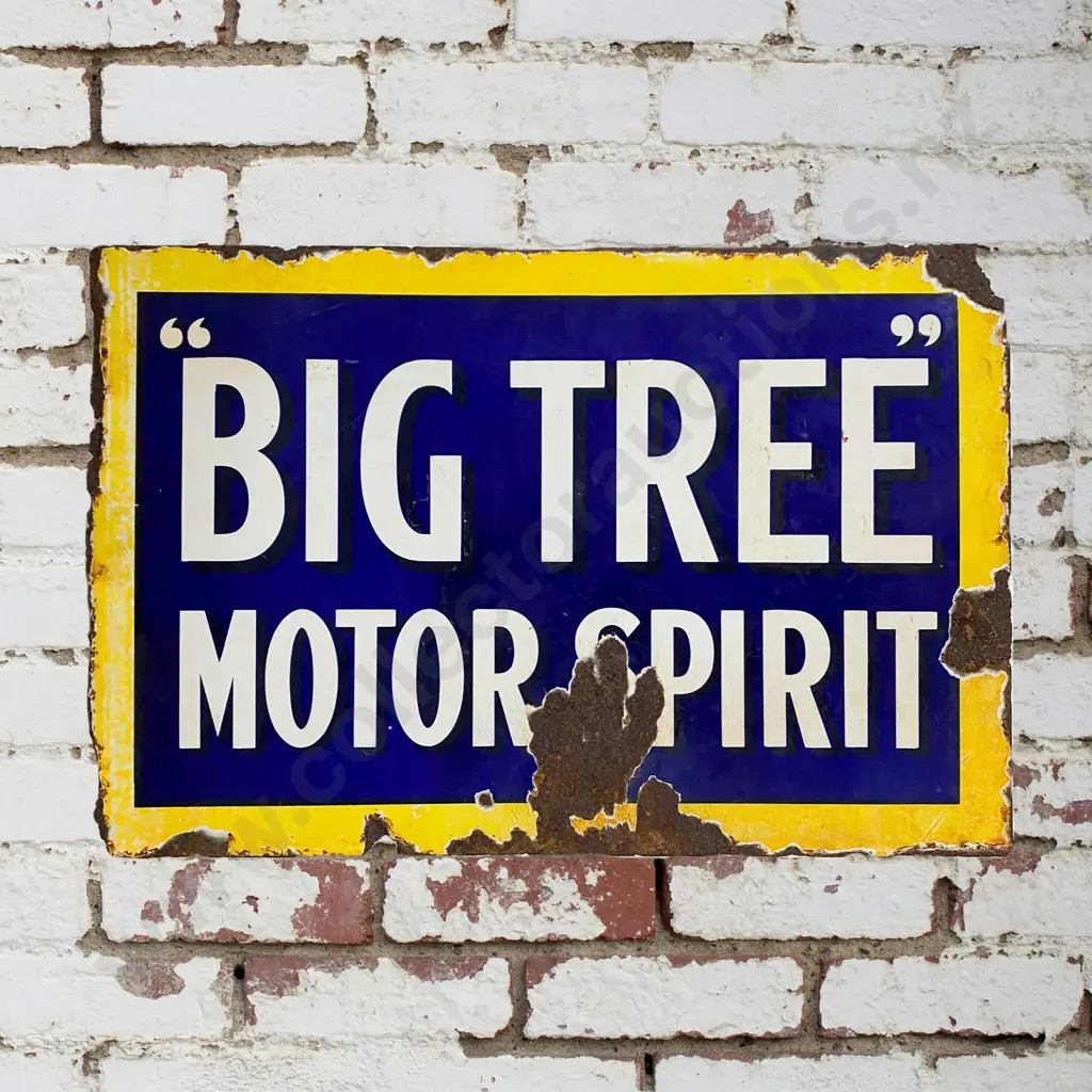 Big Tree Motor Spirit Enamel Sign Double Sided Image 1++