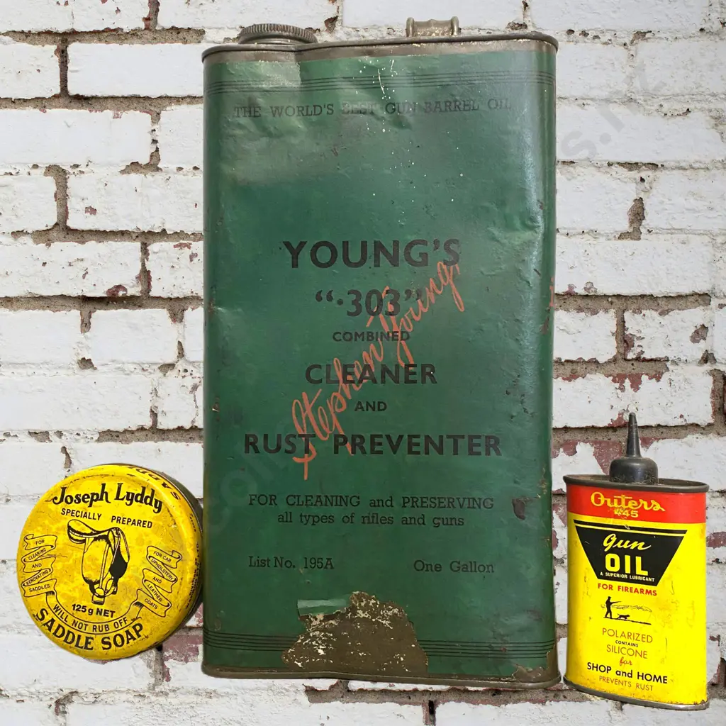 Gun Oil Tin 303, Gun Oil Handy Oiler, Saddle Soap Tin Image 1++