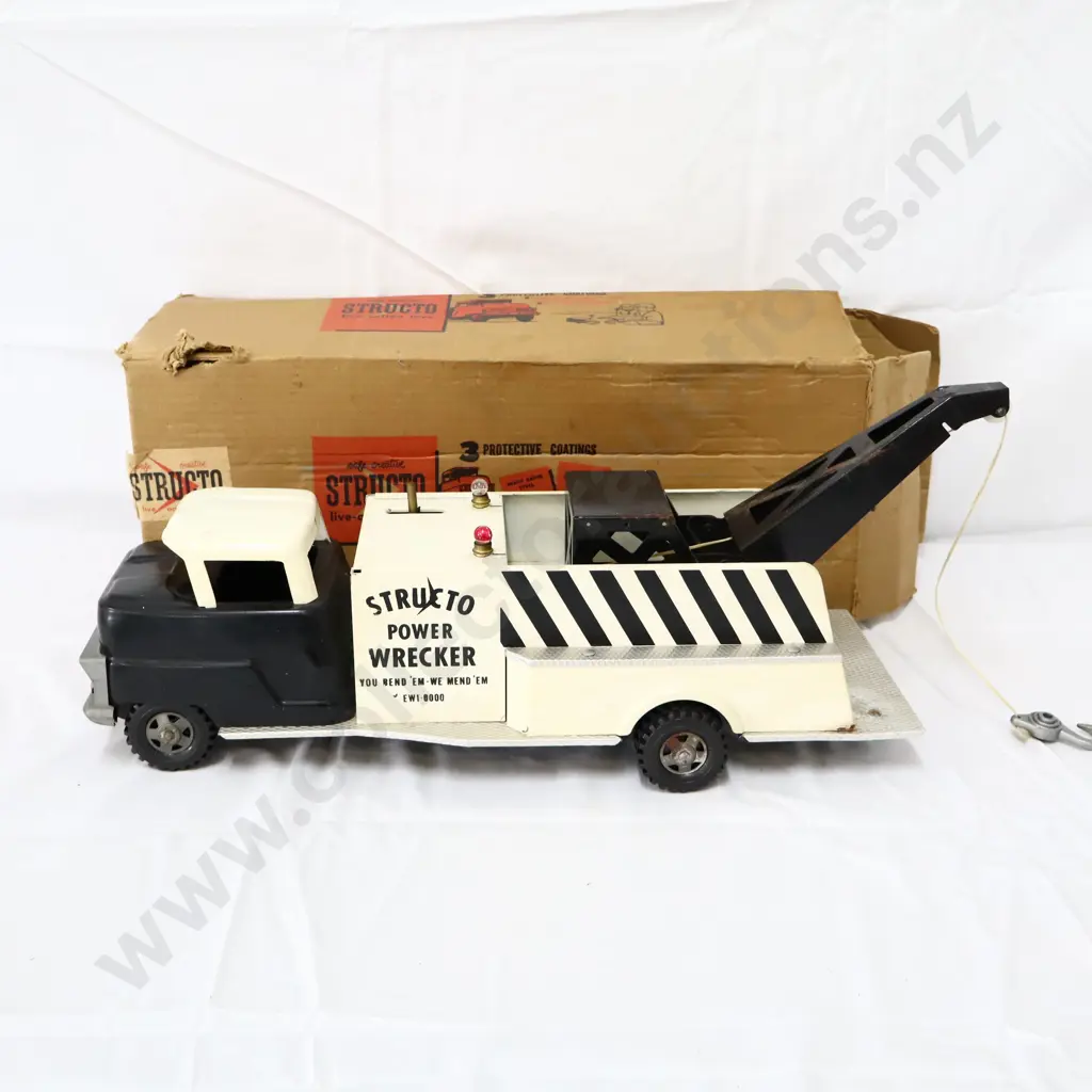 Boxed Structo Power Wrecker Black/White Pressed Stel Tow Truck Image 1++