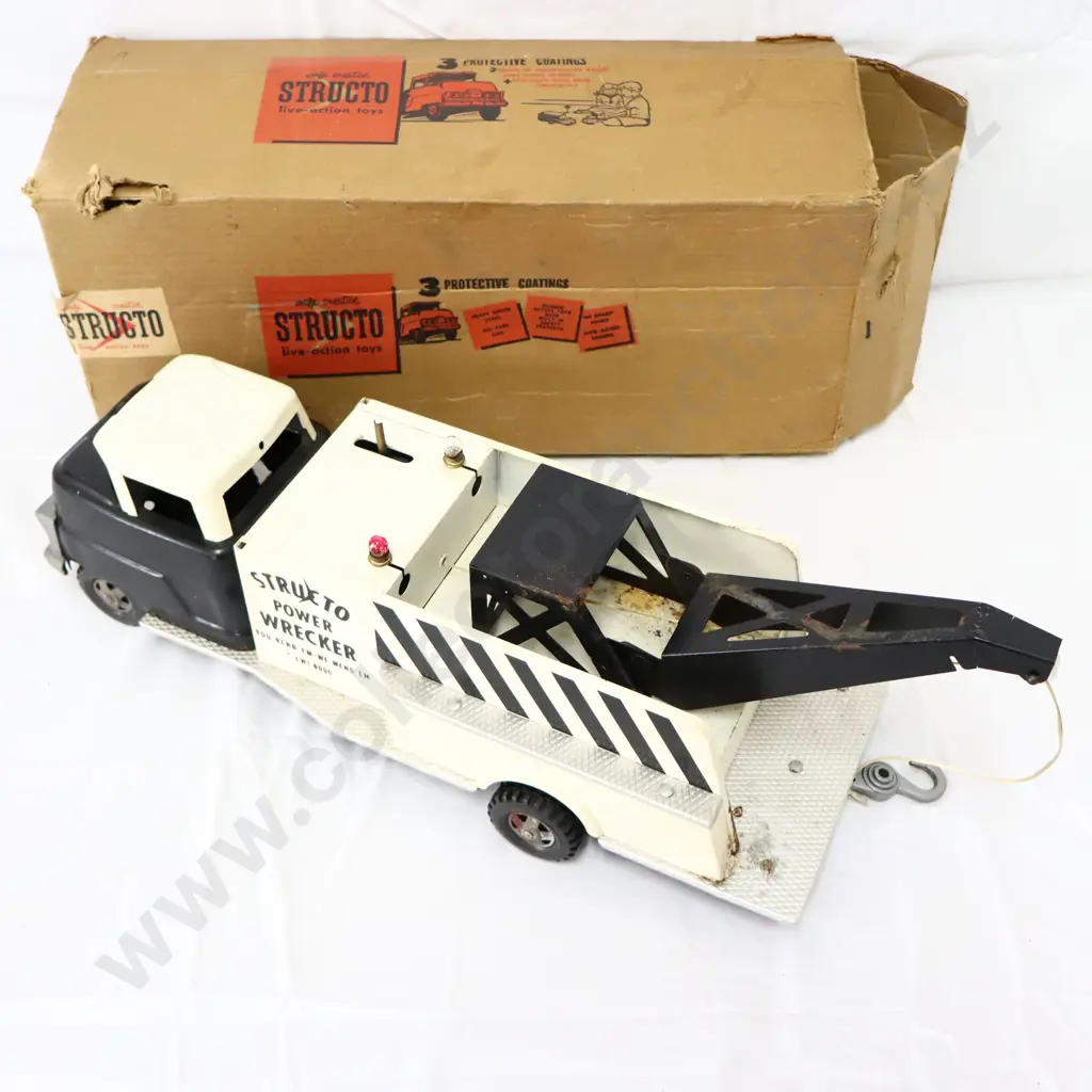 Boxed Structo Power Wrecker Black/White Pressed Stel Tow Truck Image 1++