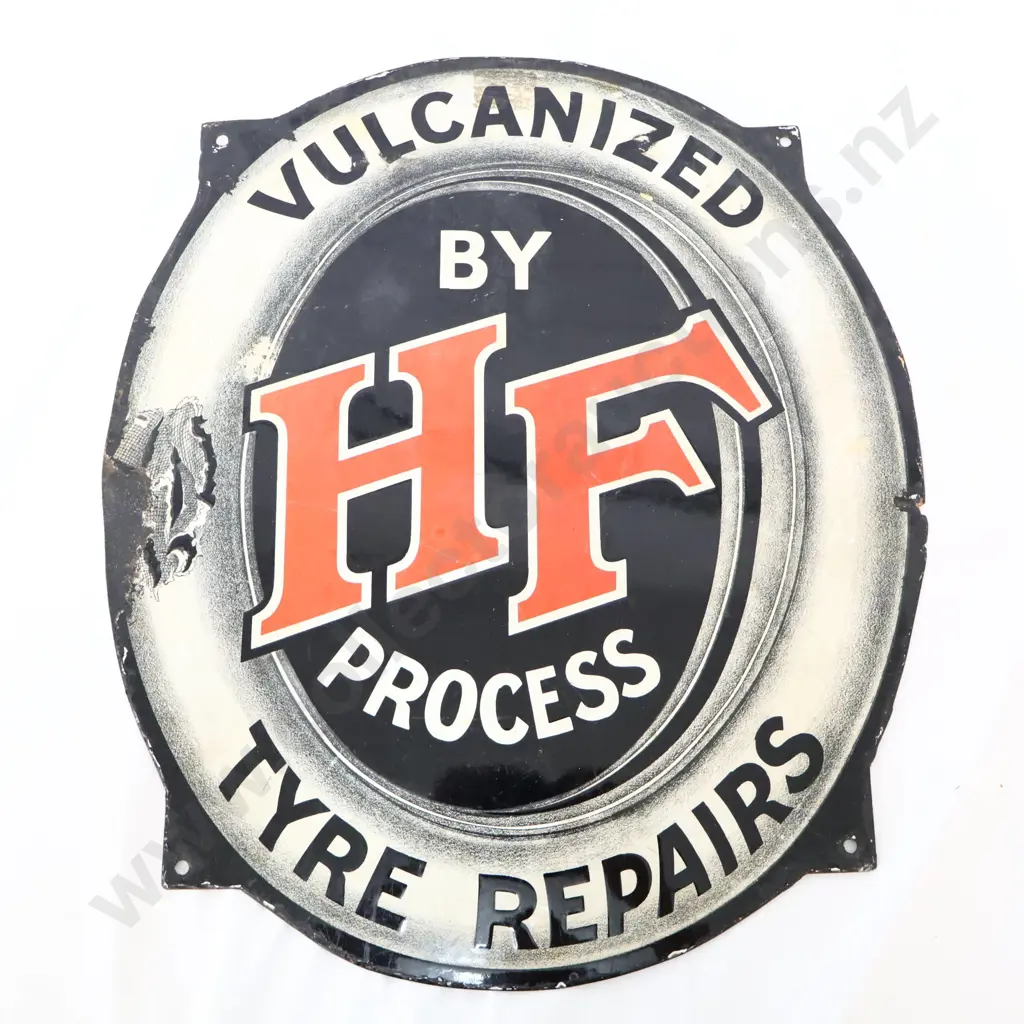 RARE HF Process Vulcanized Tyre Repair Diecut Enamel Sign Image 1++
