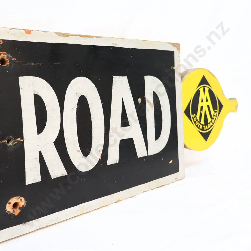 AA South Taranaki Main Road Wooden Street Sign Image 1++