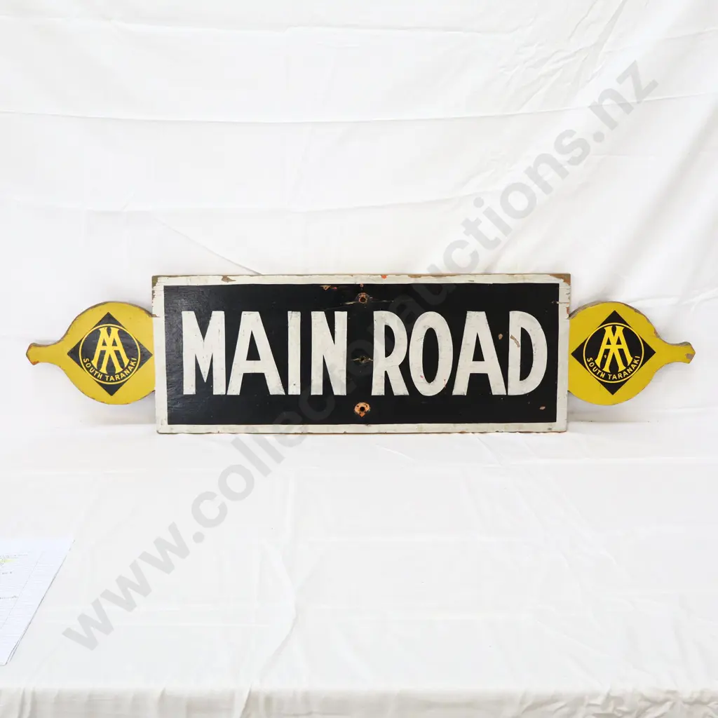 AA South Taranaki Main Road Wooden Street Sign Image 1++