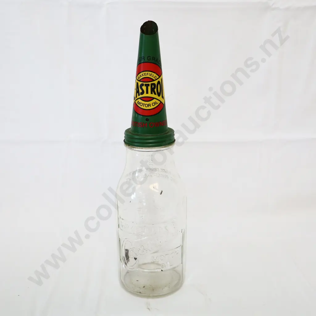 Castrol Oil Bottle with REPRODUCTION Tin Top Image 1++