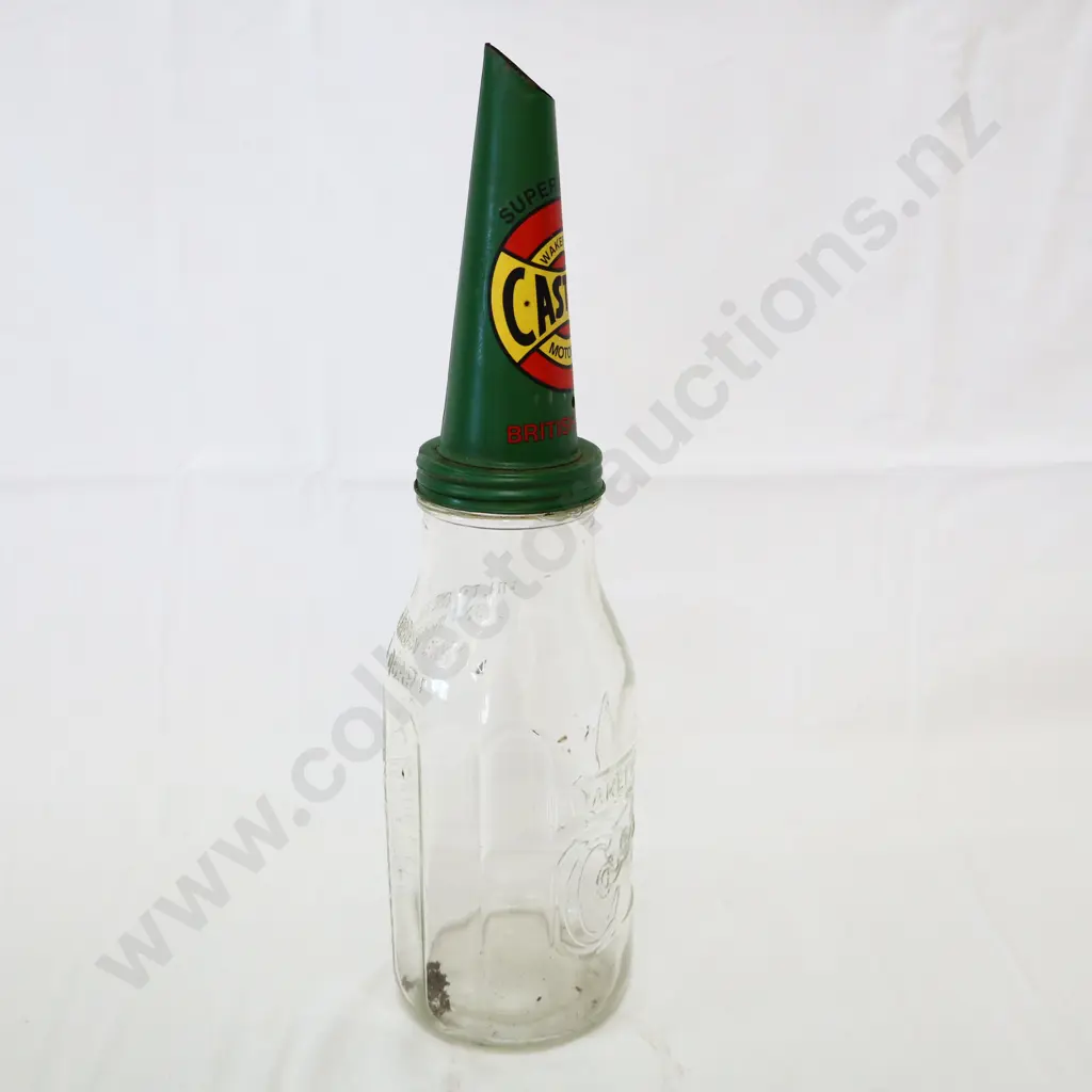 Castrol Oil Bottle with REPRODUCTION Tin Top Image 1++
