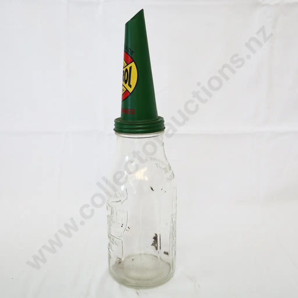 Castrol Oil Bottle with REPRODUCTION Tin Top Image 1++