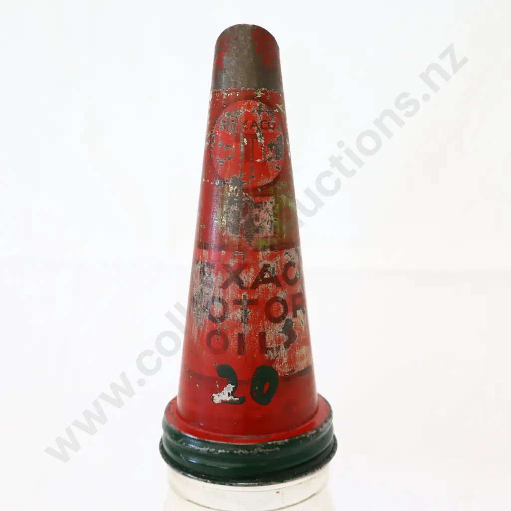 Texaco Oil Bottle Tin Top on Pint Bottle Image 1++